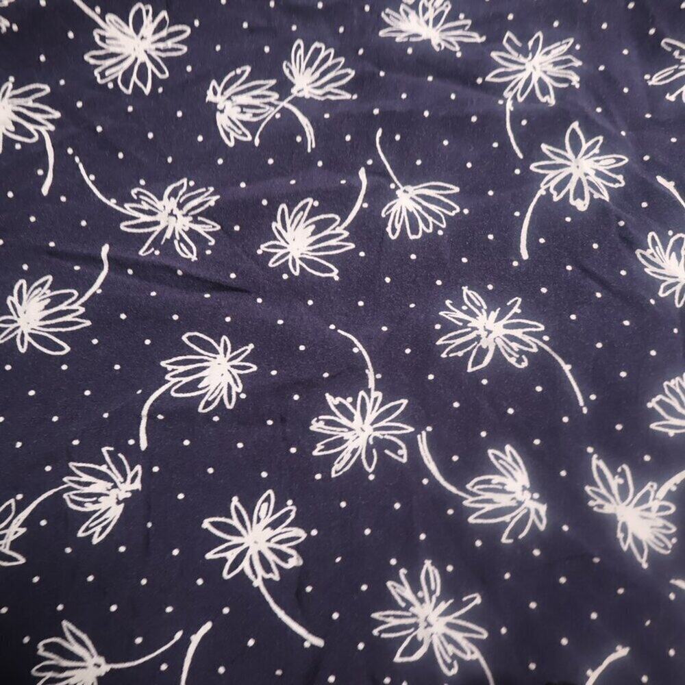Talbots Navy Floral Rayon Blouse XL Long Sleeve Button Front Cottagecore - Picture 8 of 10